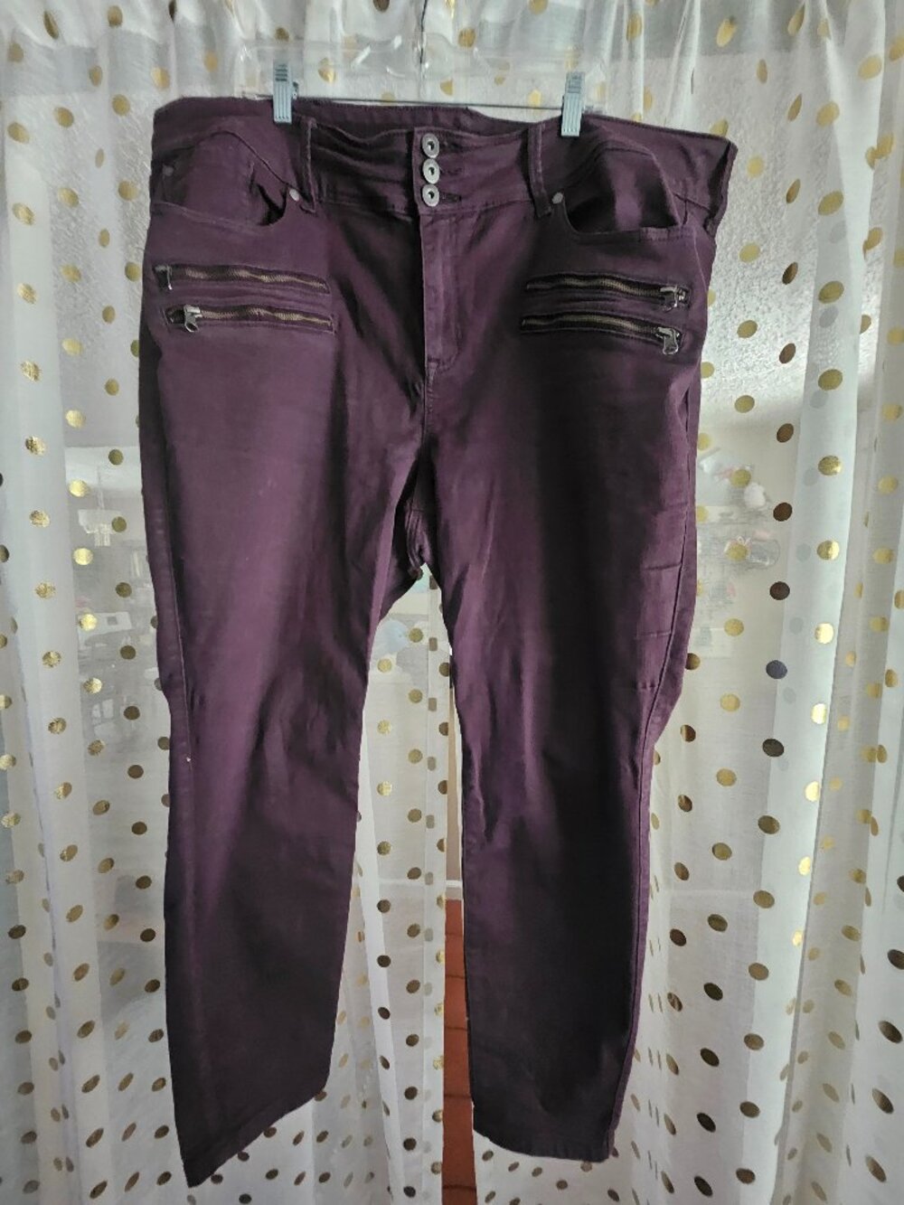 Torrid Purple Moto Skinny Jeans Size 24 Plus Size Zip Pocket High Rise